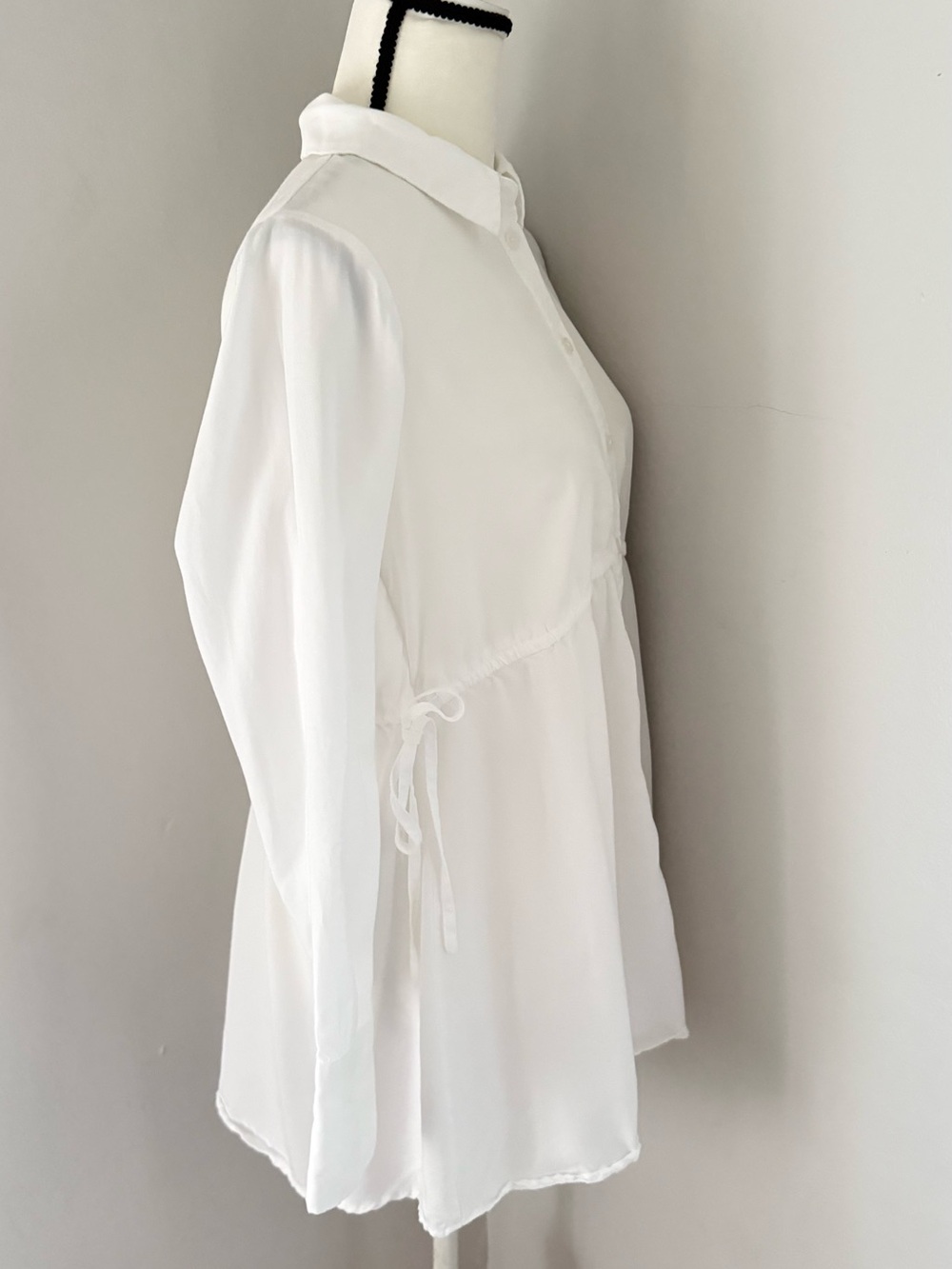 Seraphine White Ivory Button Down Top Maternity Nursing Drawstring Tie Size 8 US - Picture 5 of 8